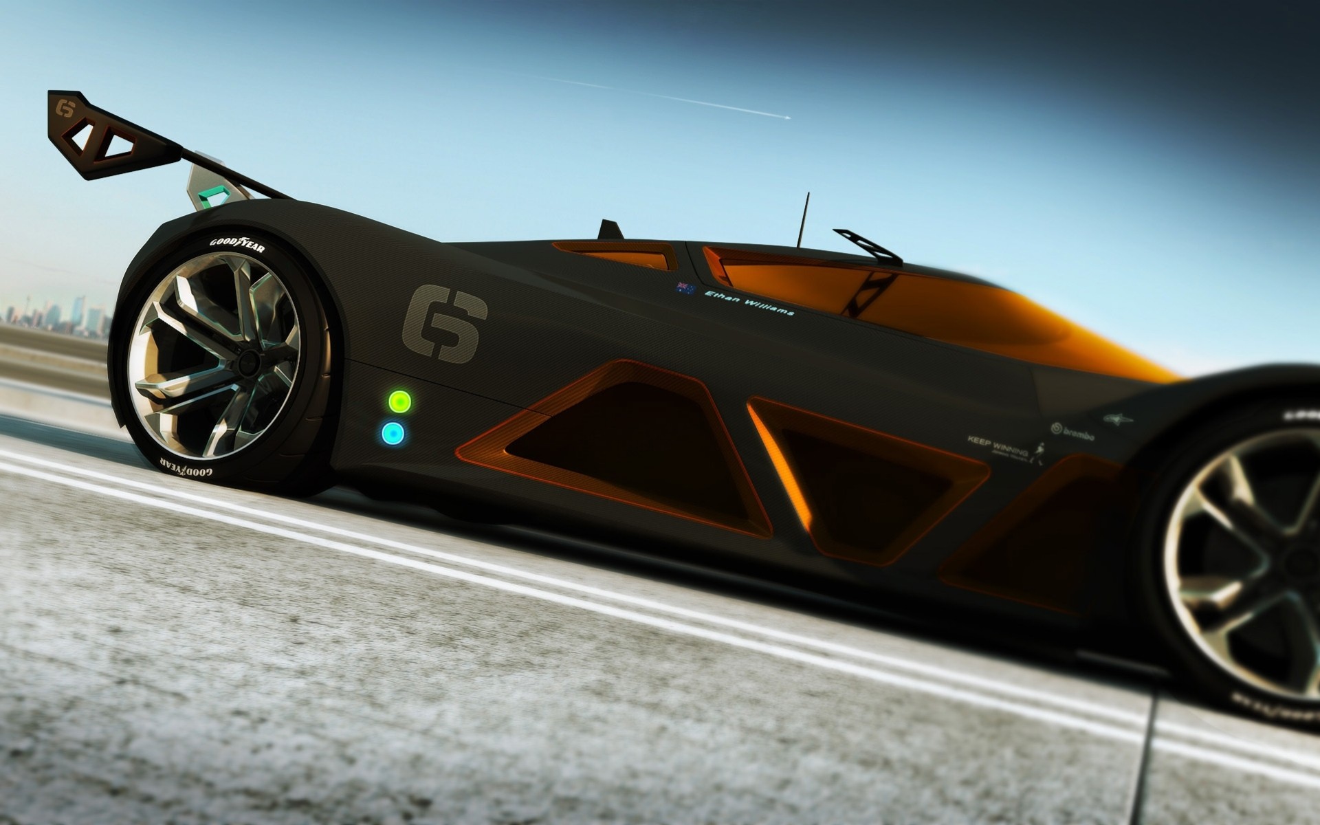 ciel asphalte rayures supercar