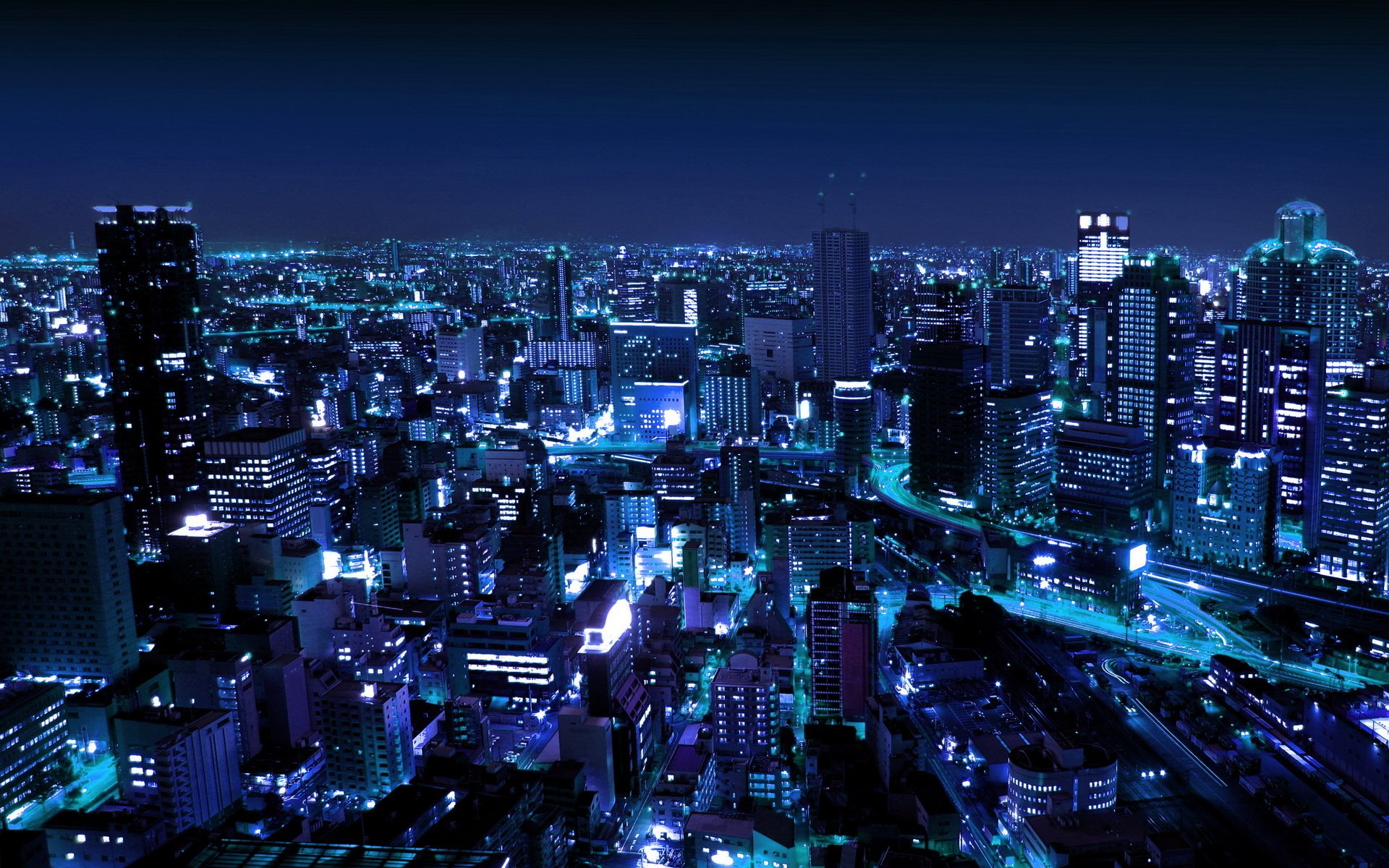 ville dans la nuit lumières immeubles de grande hauteur gratte-ciel lumière exposition villes nuit lumières de la ville