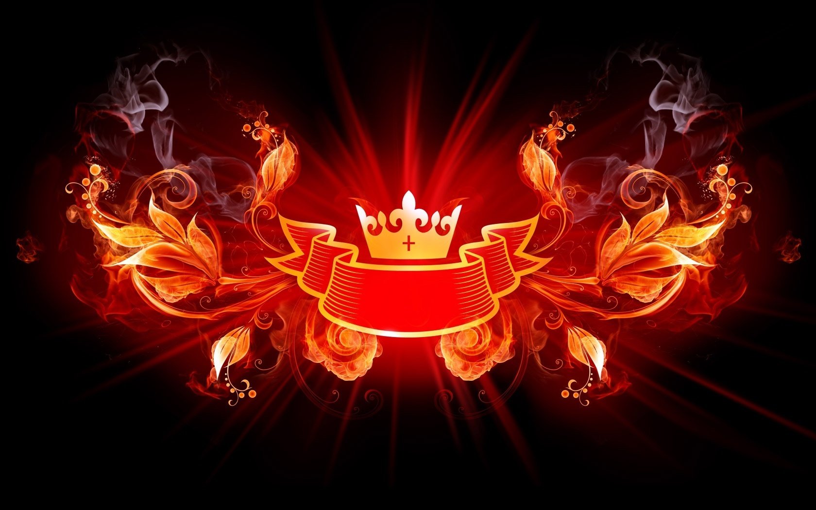 motif de feu couronne fumée