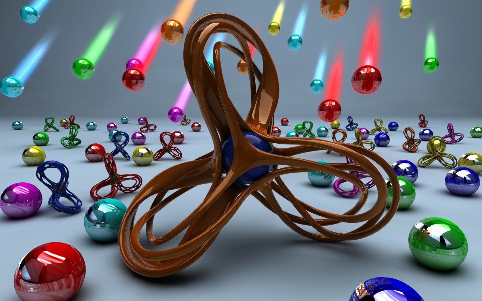 objets qui tombent boules multicolores brillant fantaisie textures