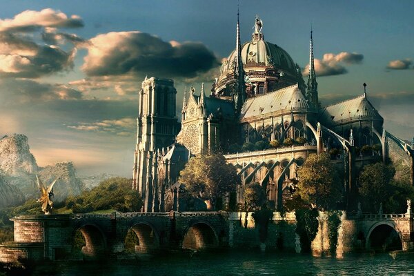 Fabuleusement beau château au bord de la rivière