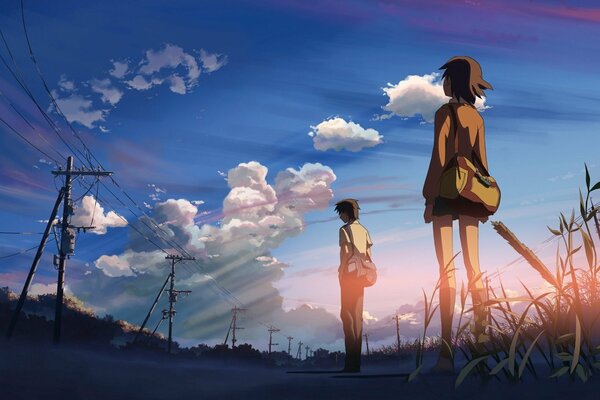 Deux personnages d anime sur fond de ciel