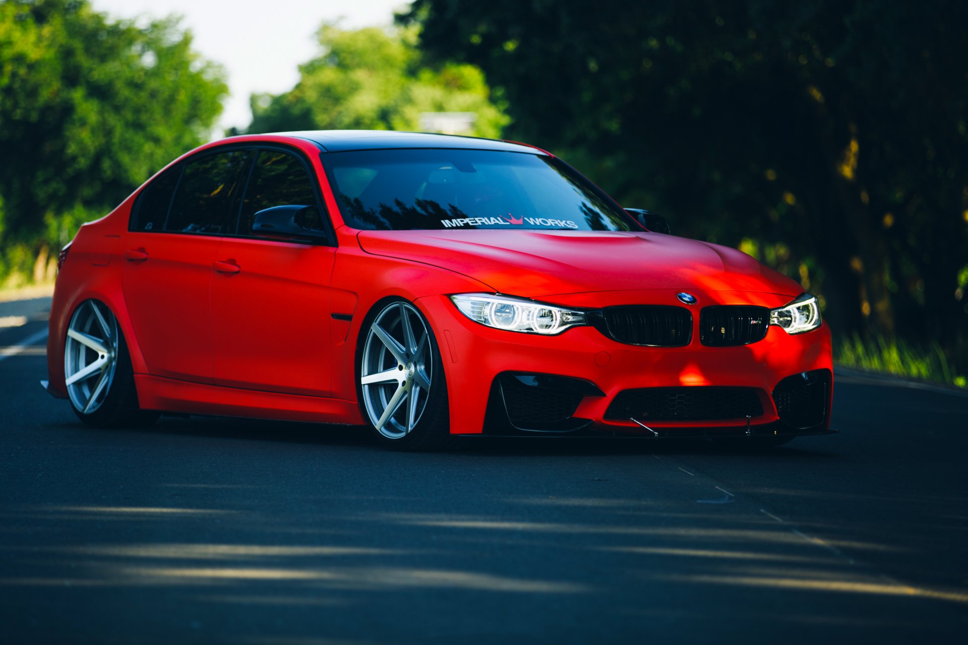 bmw m3 f80 stancenation vossen roues rouge voiture avant