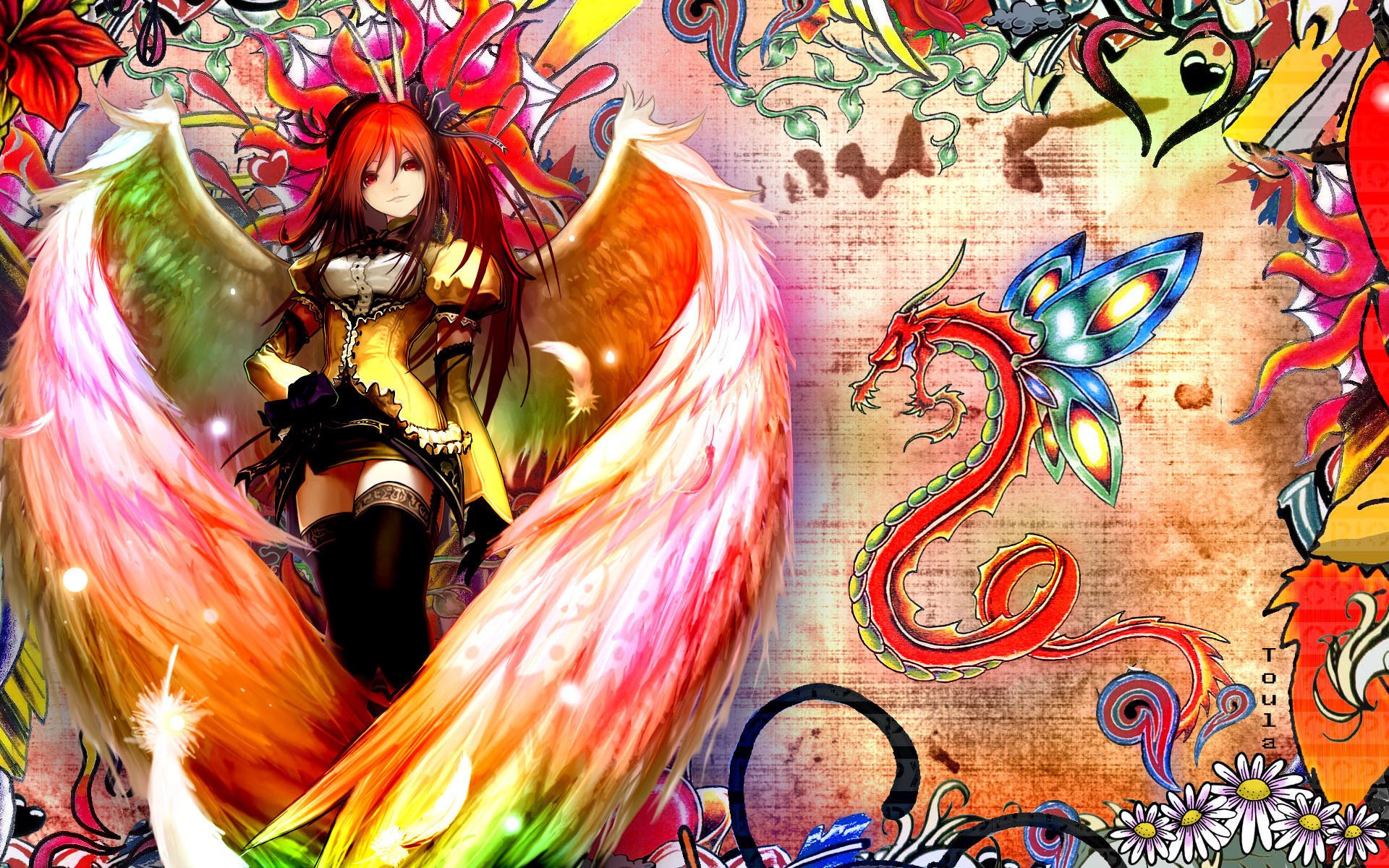 anime ange fille dragon ange dessins filles