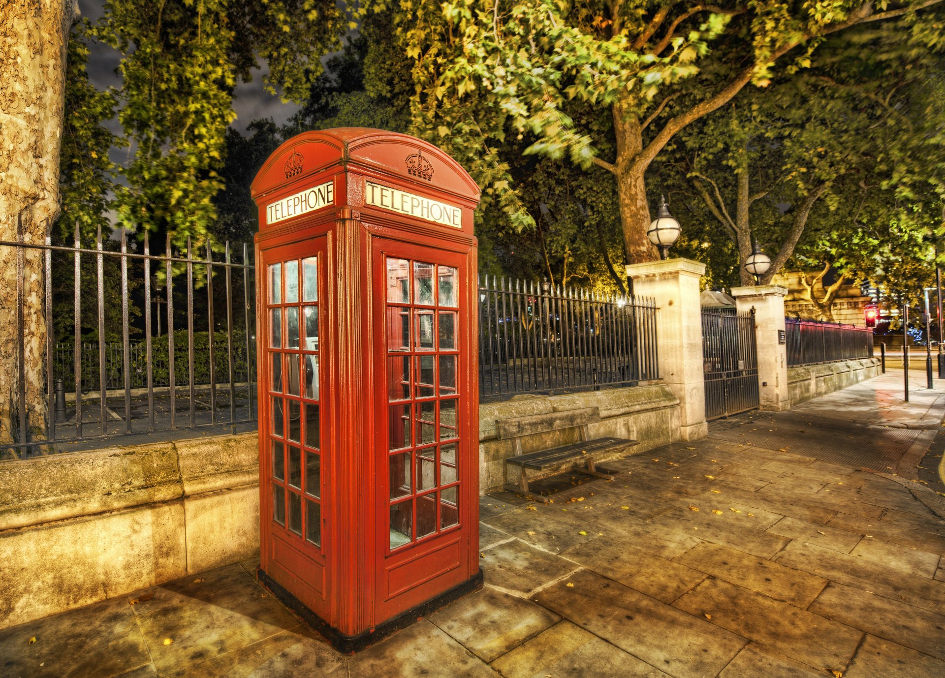 londres routes cabine été téléphone rue cabine téléphonique photo route banc arbres parc villes