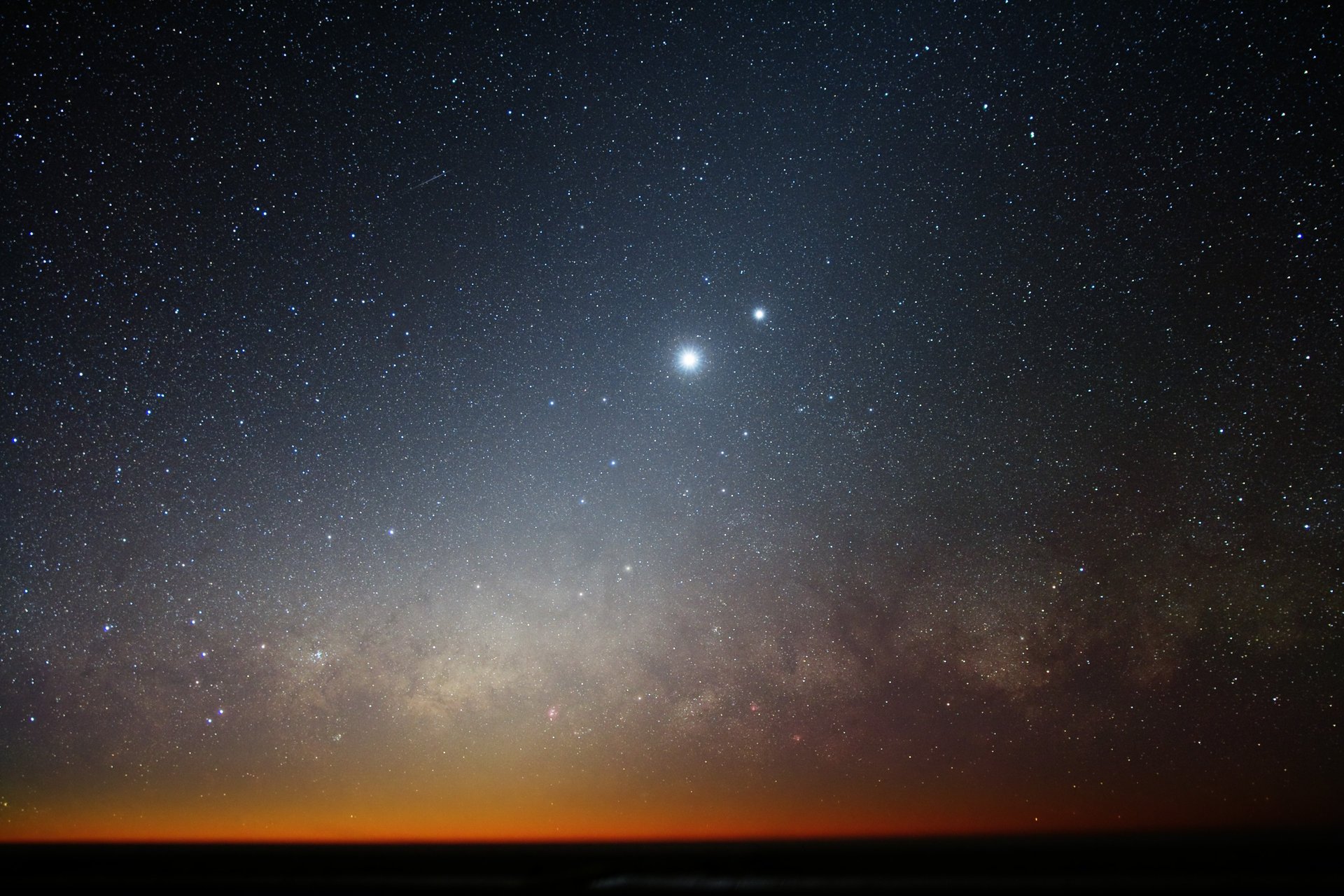 lune horizon voie lactée étoiles galaxie vénus univers