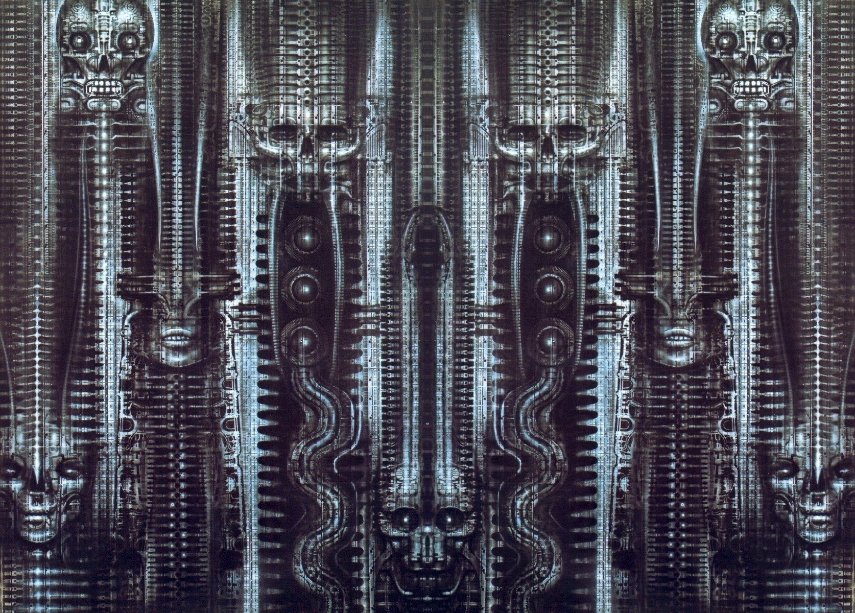 monotonie biomécanique art giger biomécanique industriel gris fond sombre modèle crâne visage