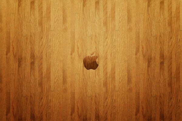 Logo Apple sur fond en bois