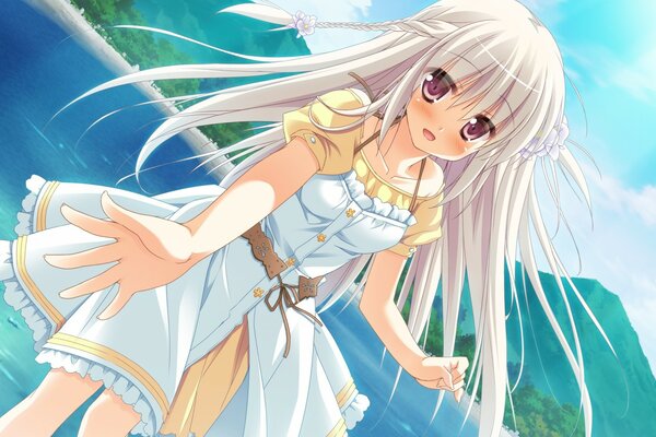 Anime. Fille aux cheveux blonds