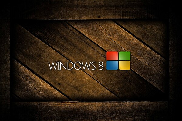 Logo microsoft windows 8 sur fond en bois