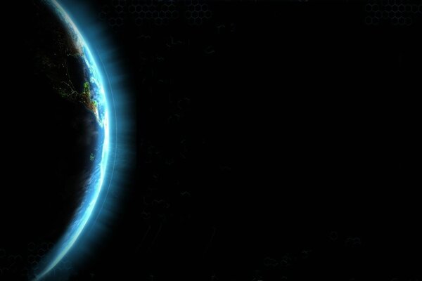 L éclat de la planète terre dans une galaxie sombre