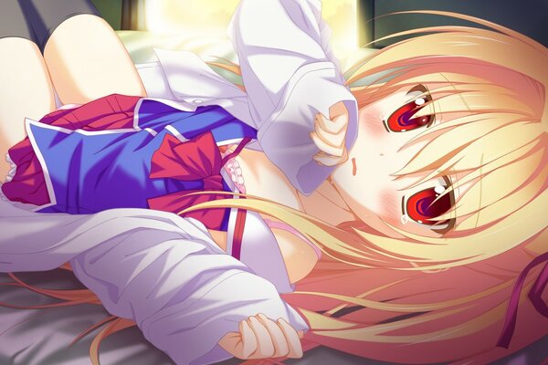 Anime blonde avec de grands yeux