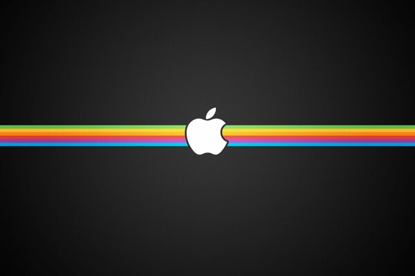 Logo de pomme sur fond noir avec arc-en-ciel