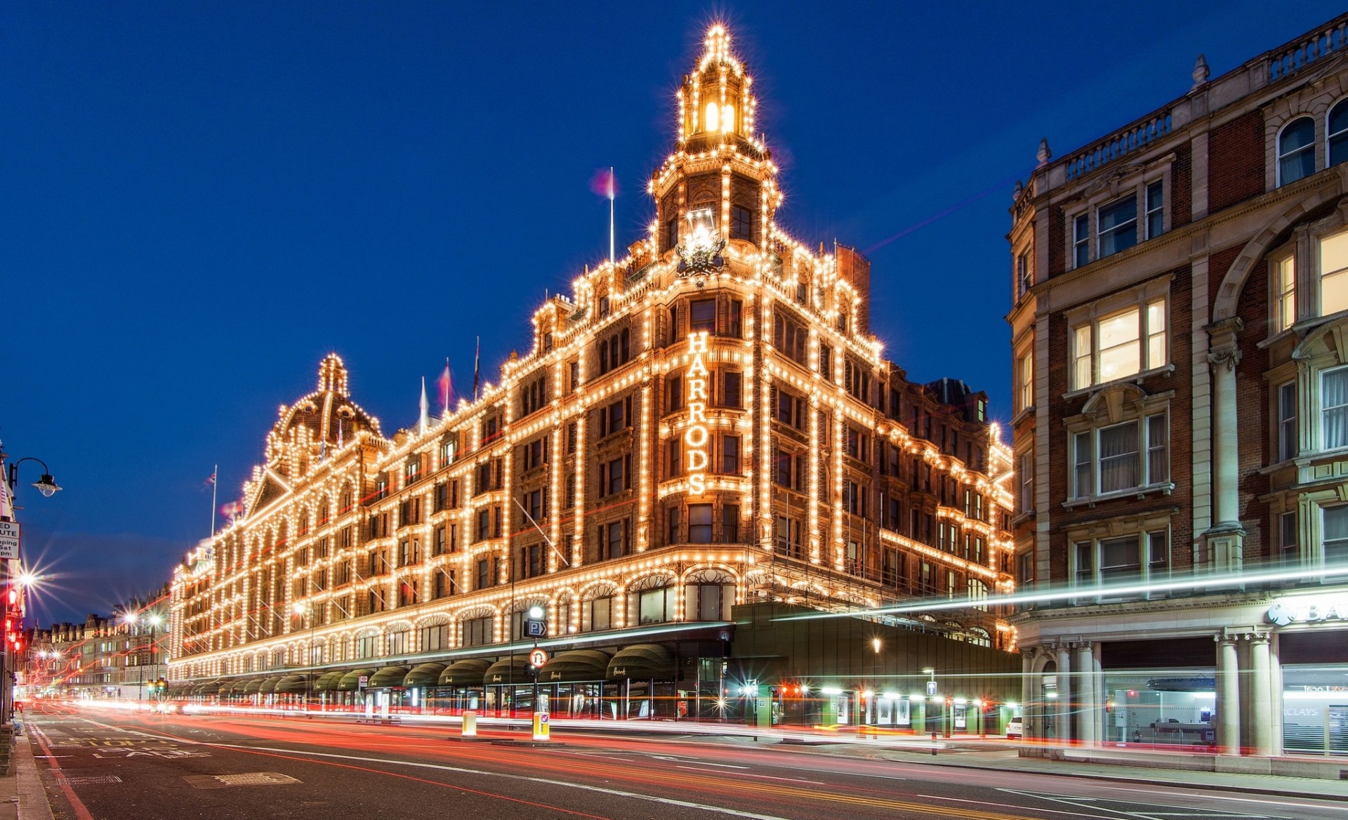 lumières royaume-uni nuit grand magasin angleterre route bâtiment londres harrods éclairage