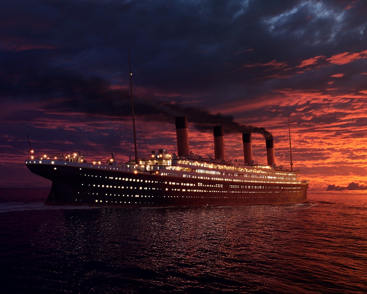 titanic navire coucher de soleil