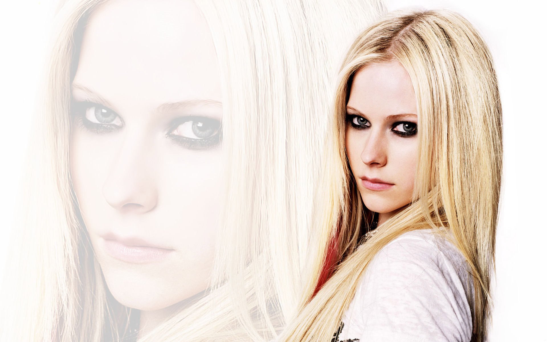 fille vue yeux avril lavigne femmes blondes portrait