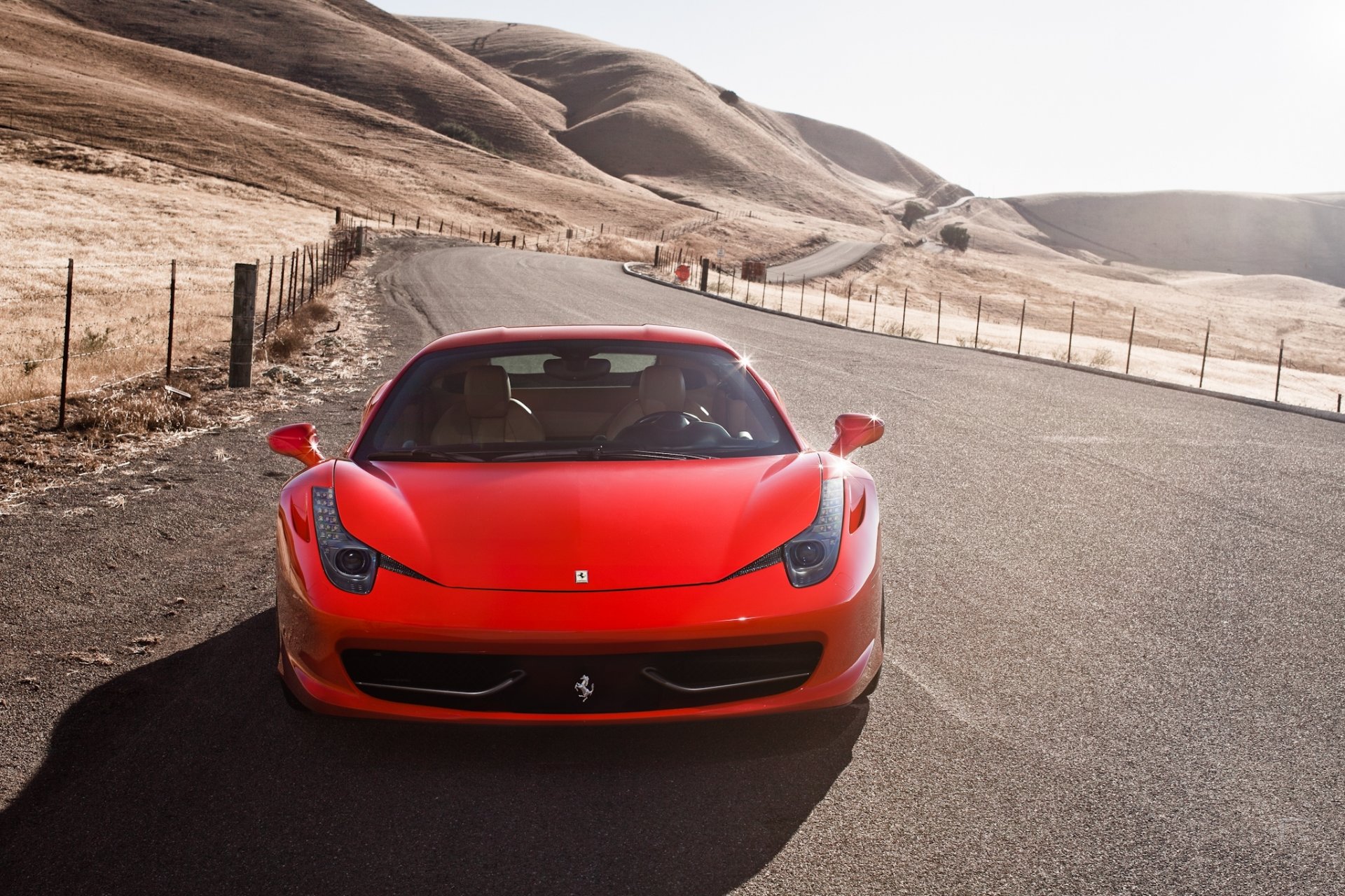ferrari 458 italia rouge ferrari italie avant route garde-corps ciel