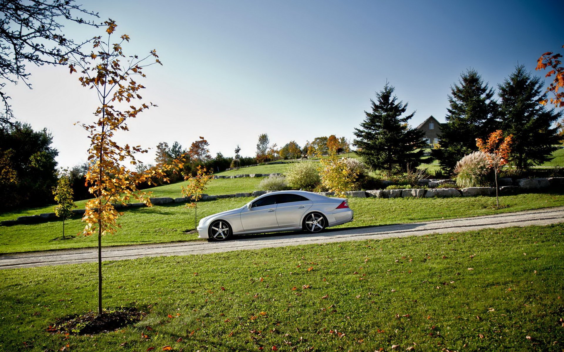 mercedes benz cls mercedes nature paysage voiture route tuning