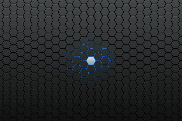 Point lumineux de l hexagone sur fond de nid d abeilles gris