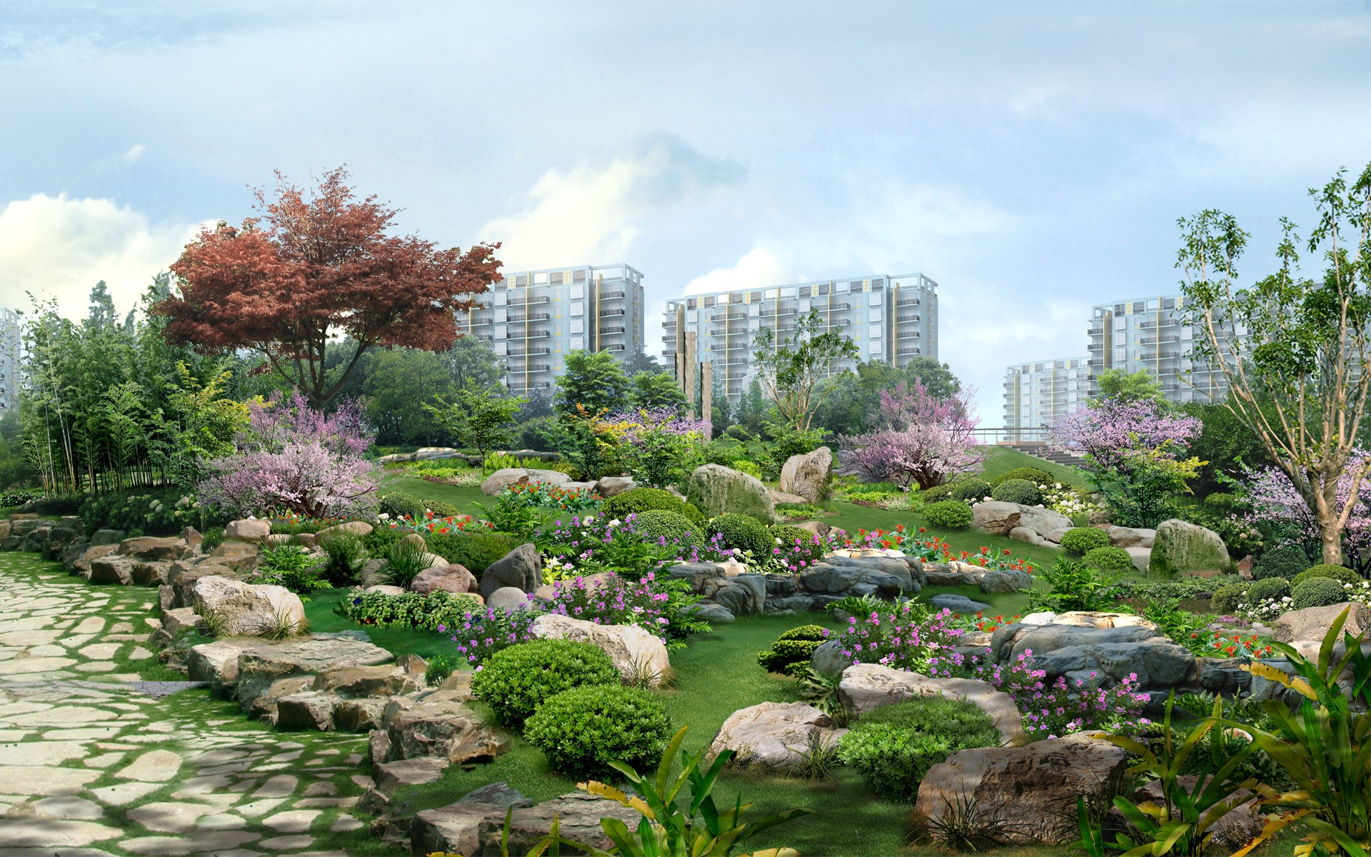 parc jardin passerelle ville