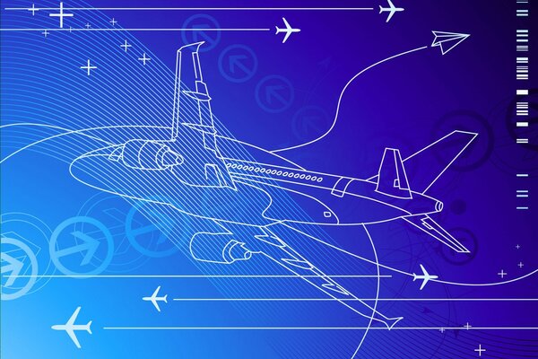 Image de l avion de lignes sur fond bleu