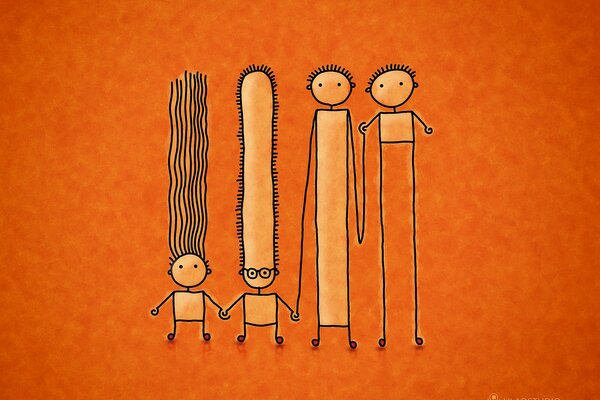 Dessin schématique d une famille de quatre personnes