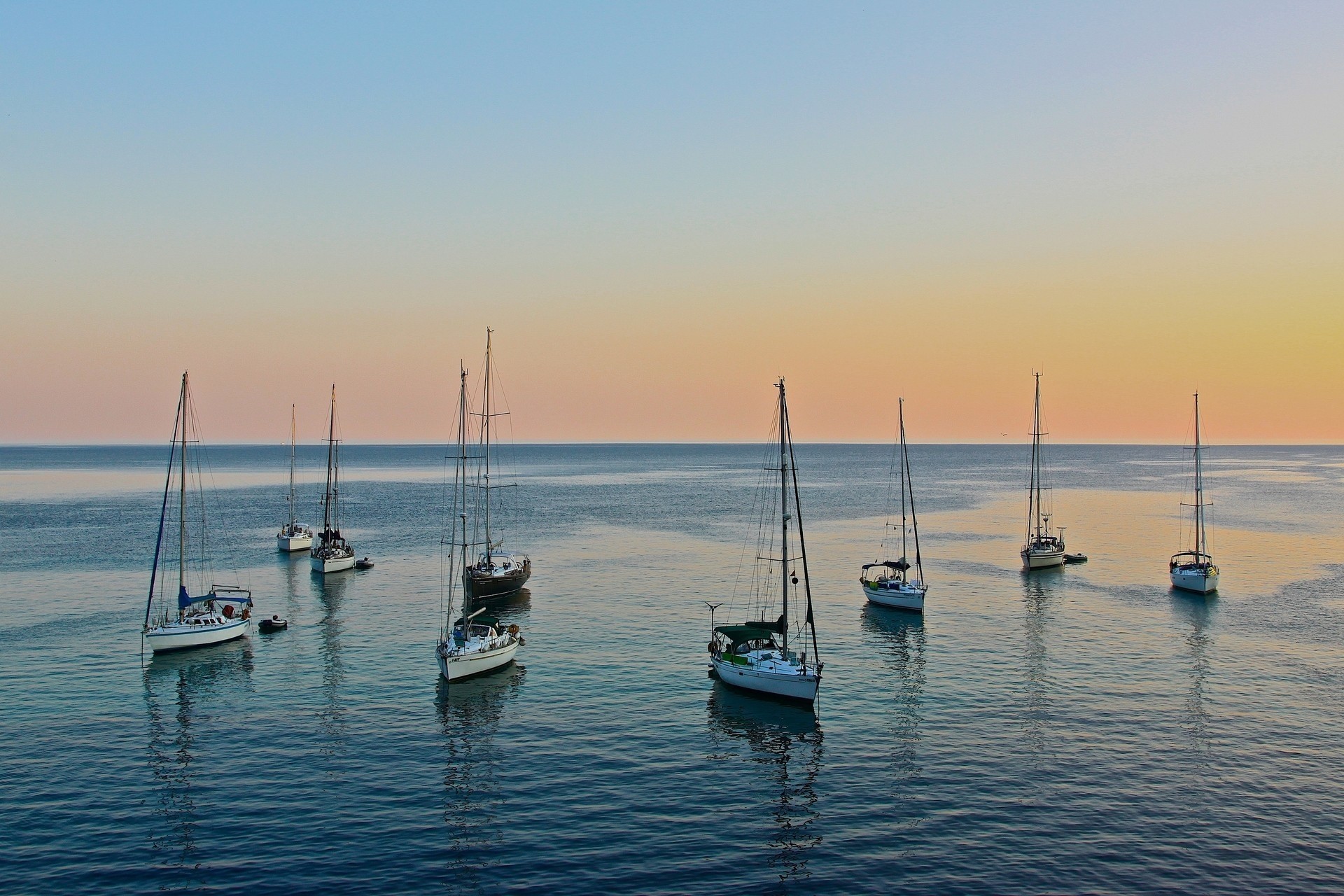 bleu coucher de soleil mer