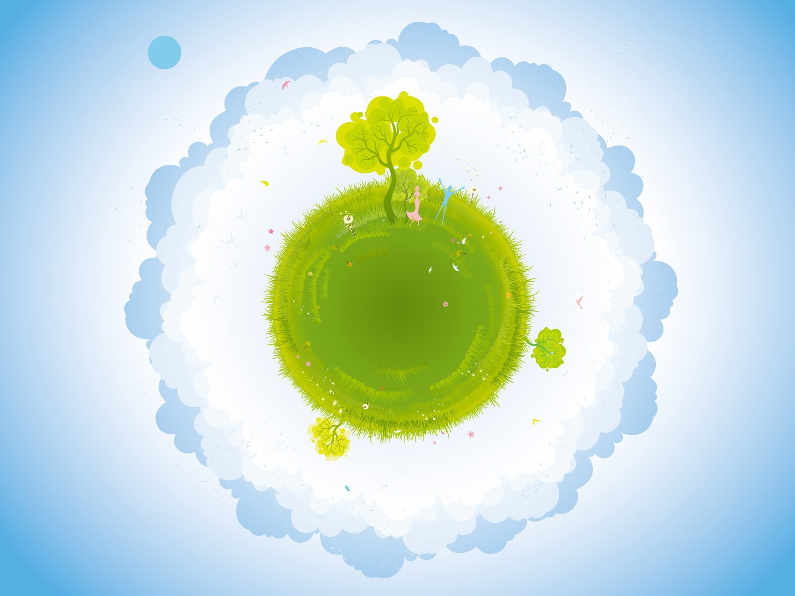 terre herbe arbres nuages vert bleu