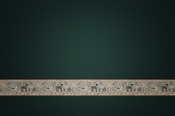 Ligne beige avec des moutons sur fond vert