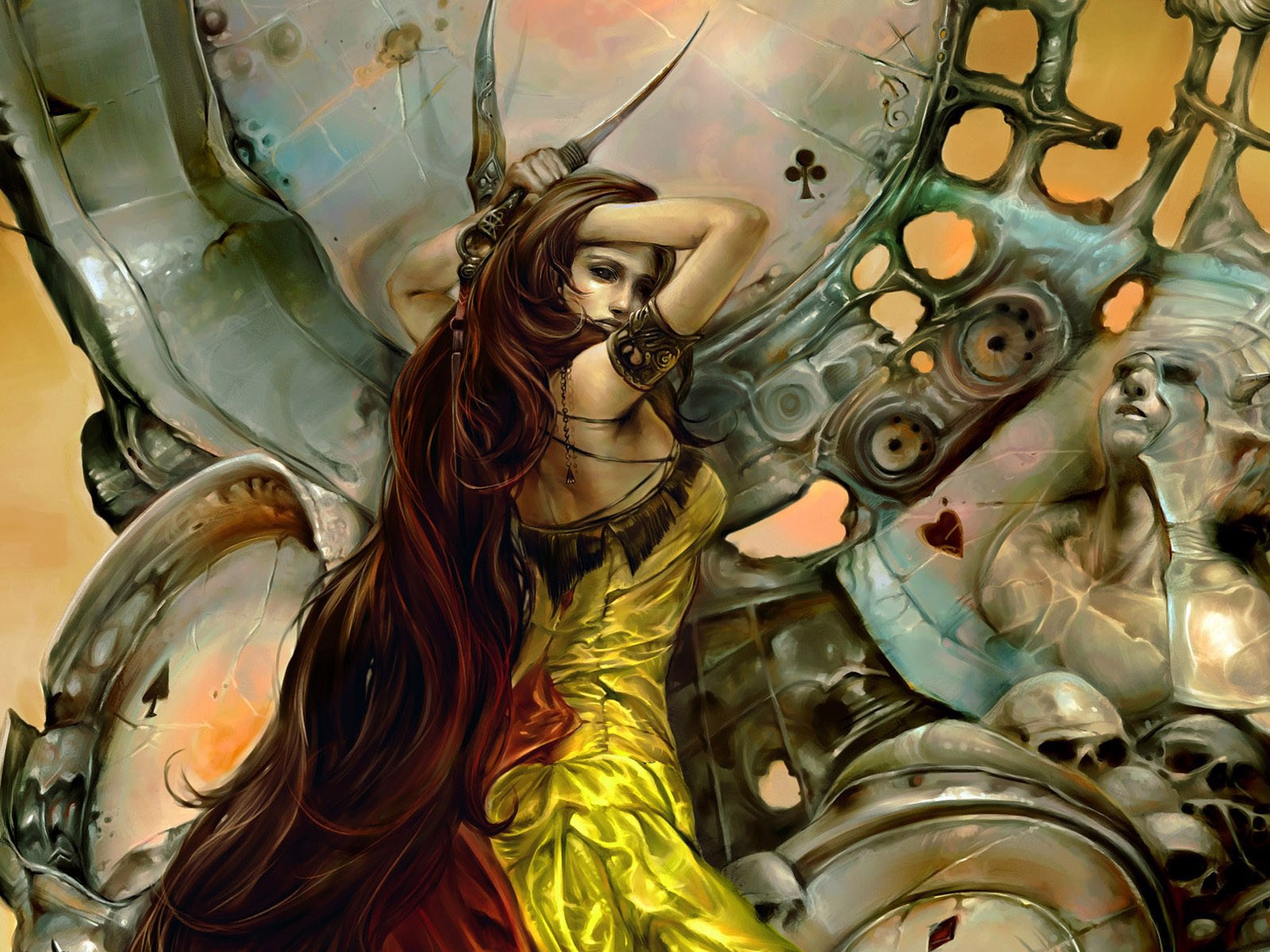 voleur crânes fille cartes couteaux