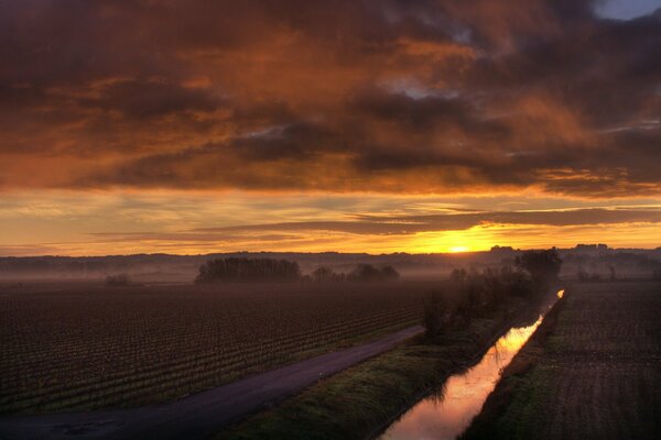 Matin brumeux et aube