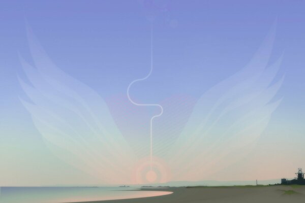 Côte plate, mer calme, motif inhabituel dans le ciel