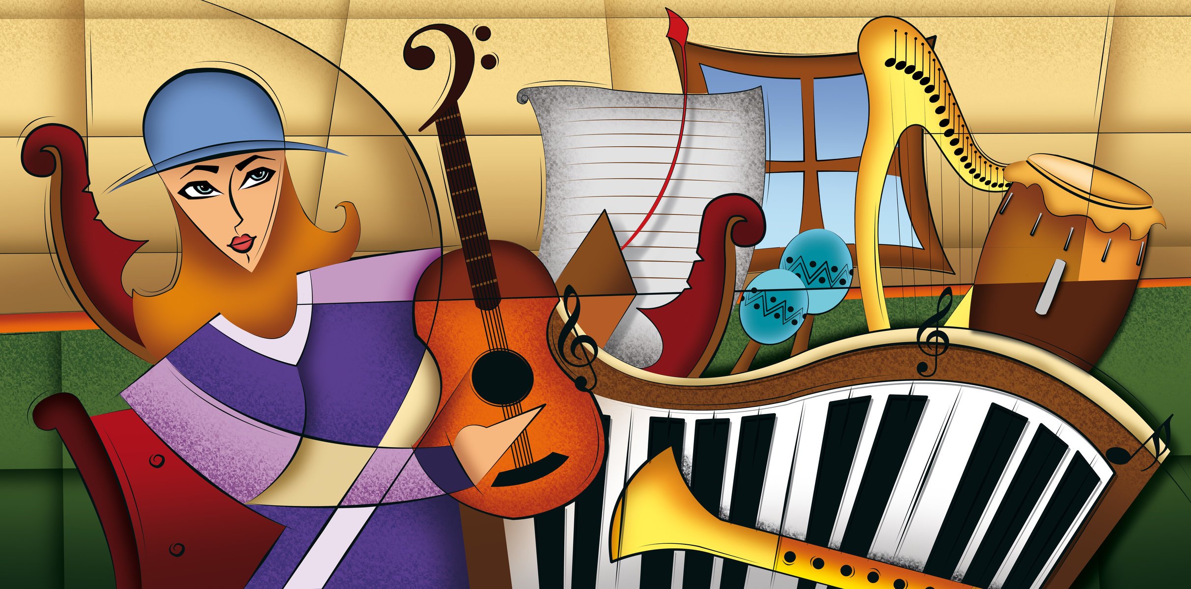 musique instruments couleur composition