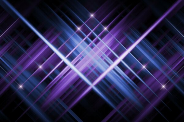 Reflets de lignes bleues et violettes sur fond noir