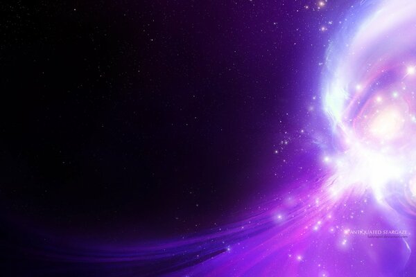 Espace avec des courbes et des étoiles brillantes