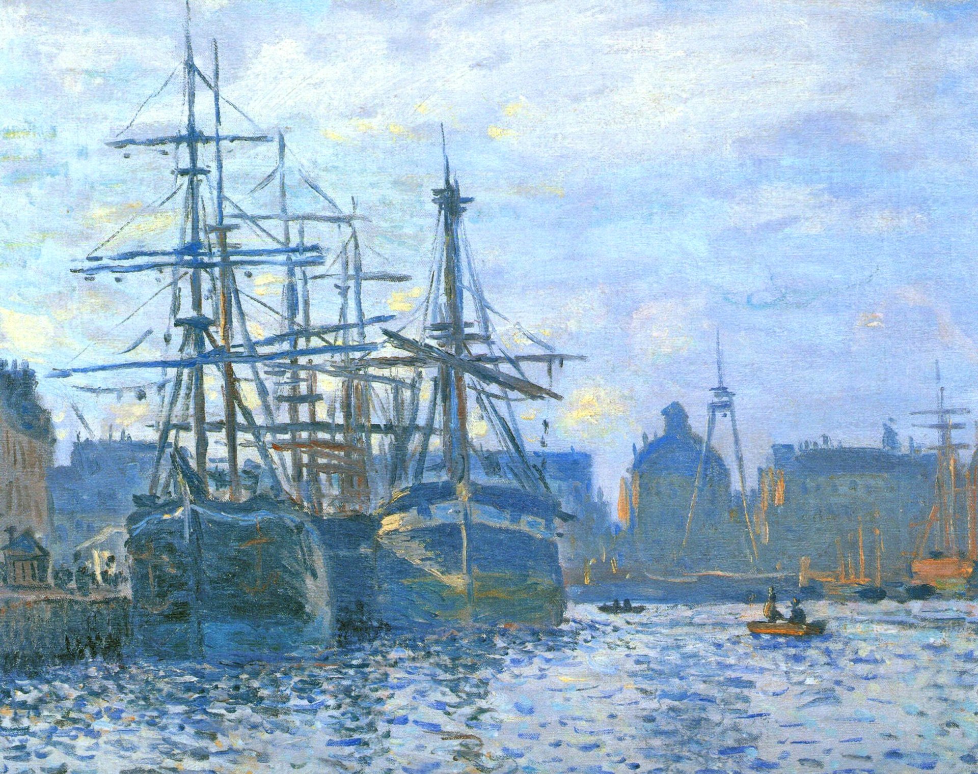 claude monet peinture paysage port ville navire mer ciel voilier