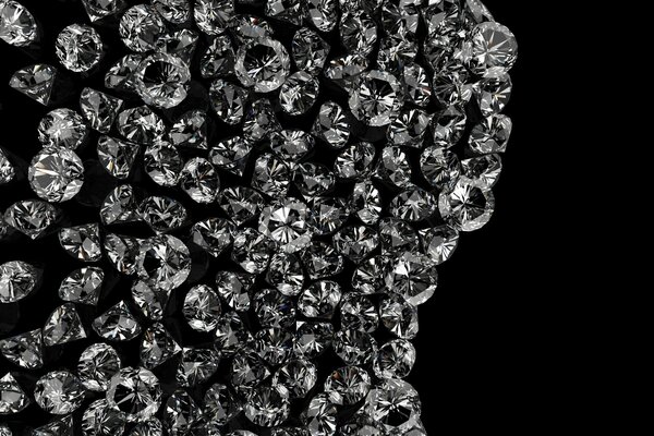 Beaucoup de pierres précieuses sur fond noir