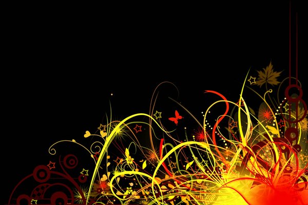 Herbe brillante sur fond sombre