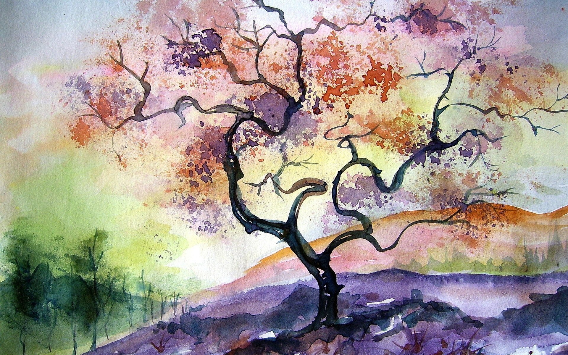 art aquarelle nature automne