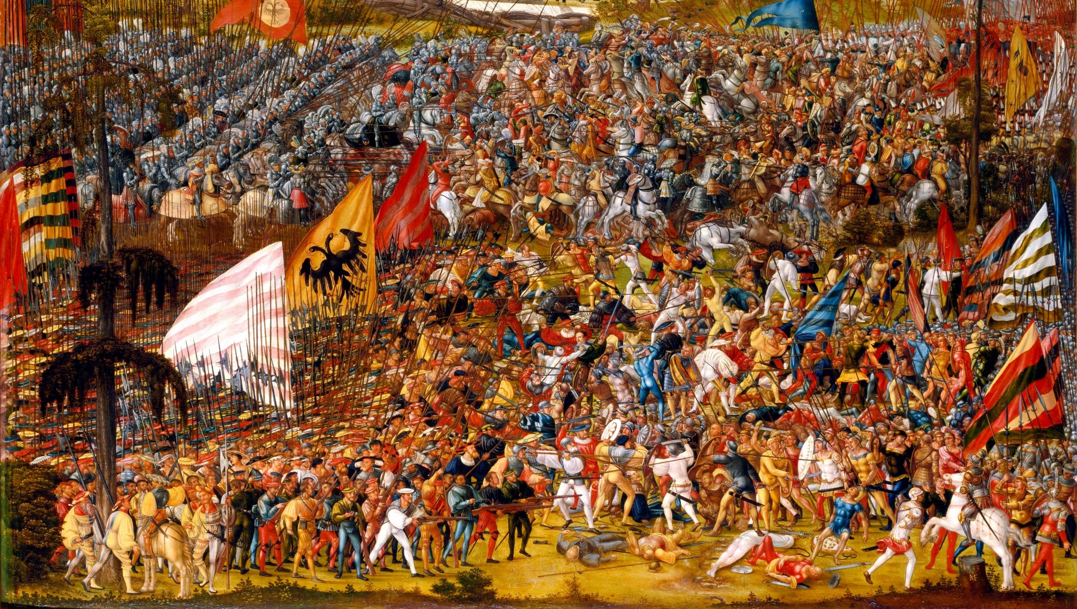 bataille bataille troupes bannières peinture huile sur toile