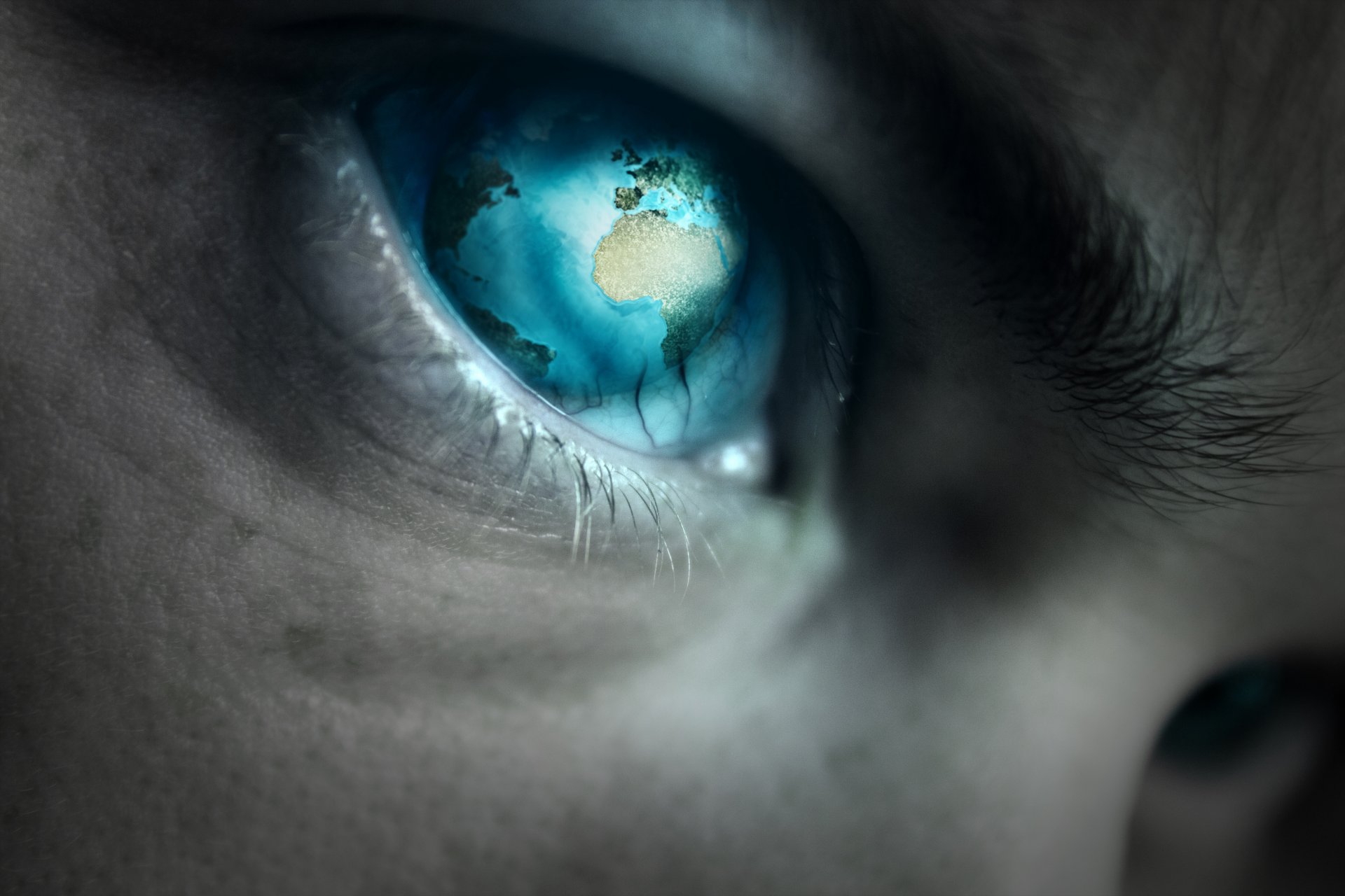 garçon yeux planète terre