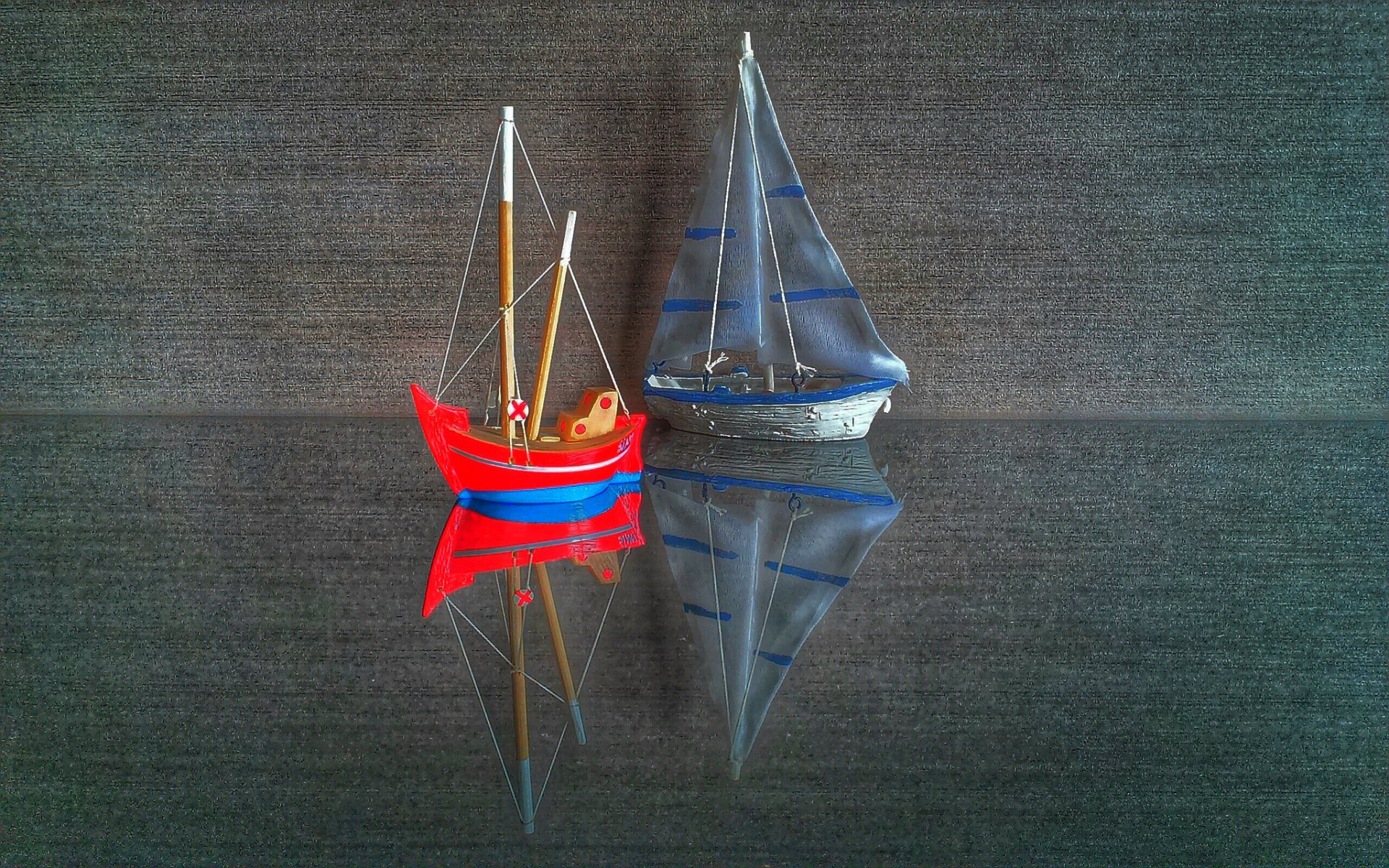 bateau modèle réflexion voile toile
