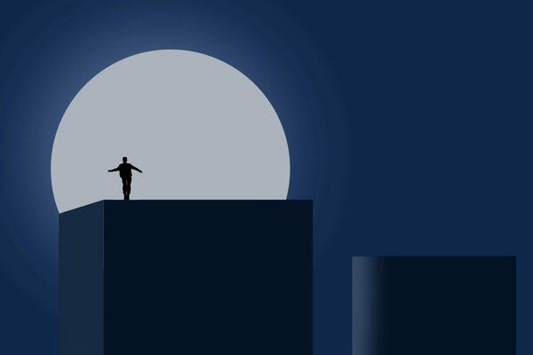Homme lune minimalisme bleu