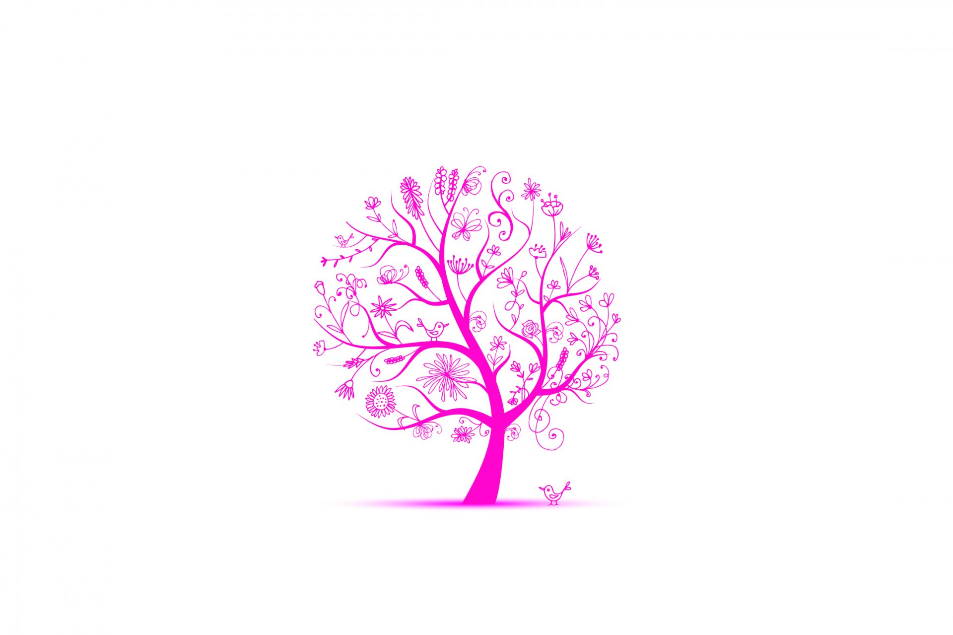 arbre printemps feuilles fleurs oiseaux