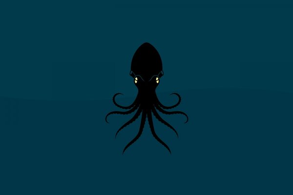 Poulpe noir avec des yeux jaunes