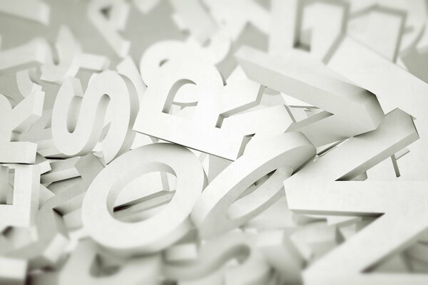 Lettres qui traînent sur fond blanc