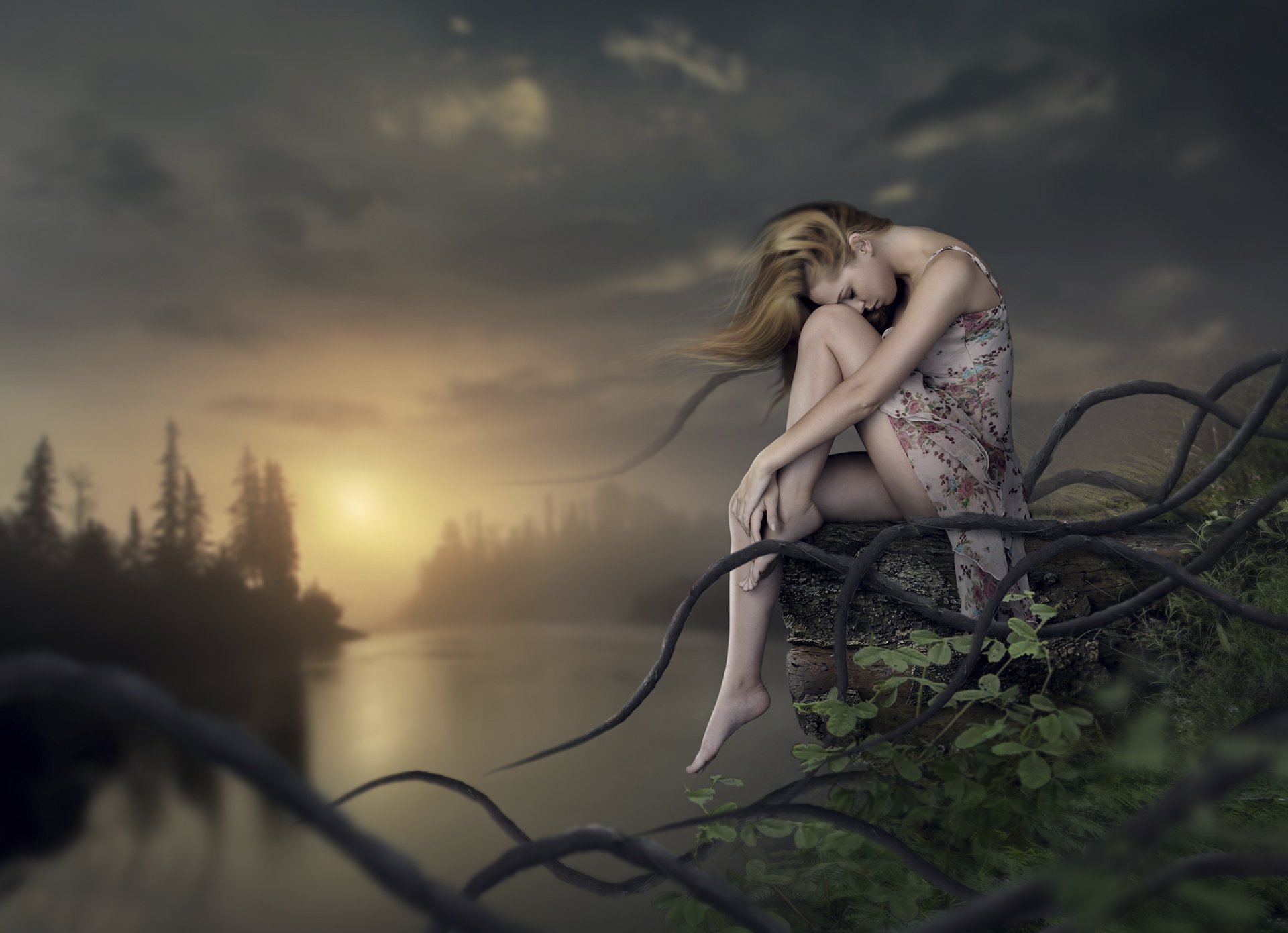 fairy land surréaliste art fille de fantasy de la nature