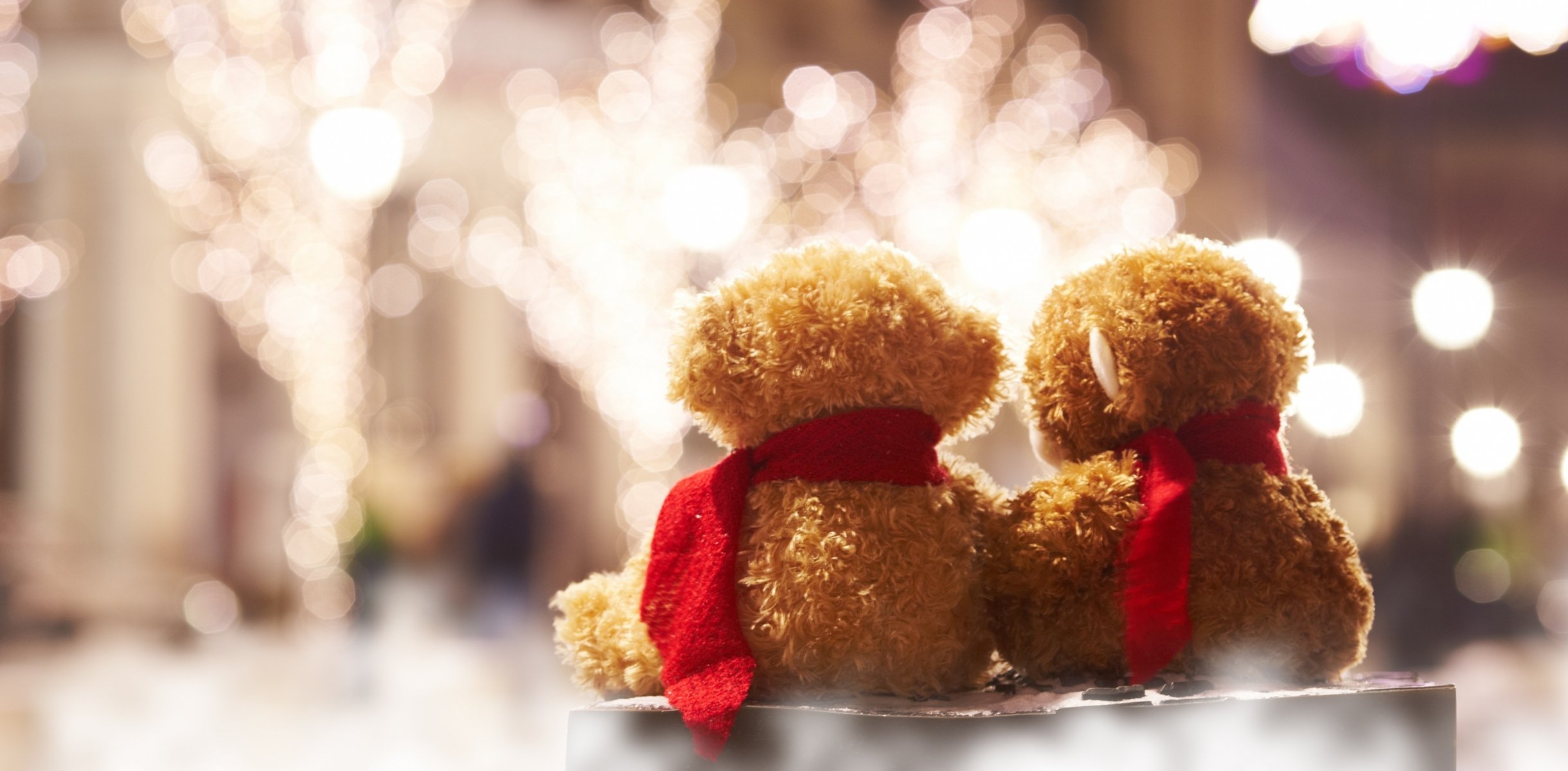 humeur jouets jouet ours en peluche ours en peluche écharpe lumières flou bokeh fond fond d écran écran large plein écran écran large écran large
