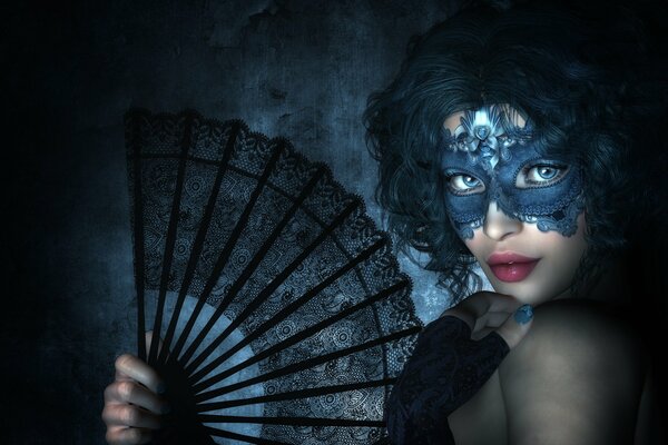 La jeune fille dans les entrelacs d un masque très tentante