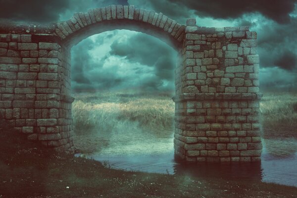 Sombre triomphe sur le fond de la rivière